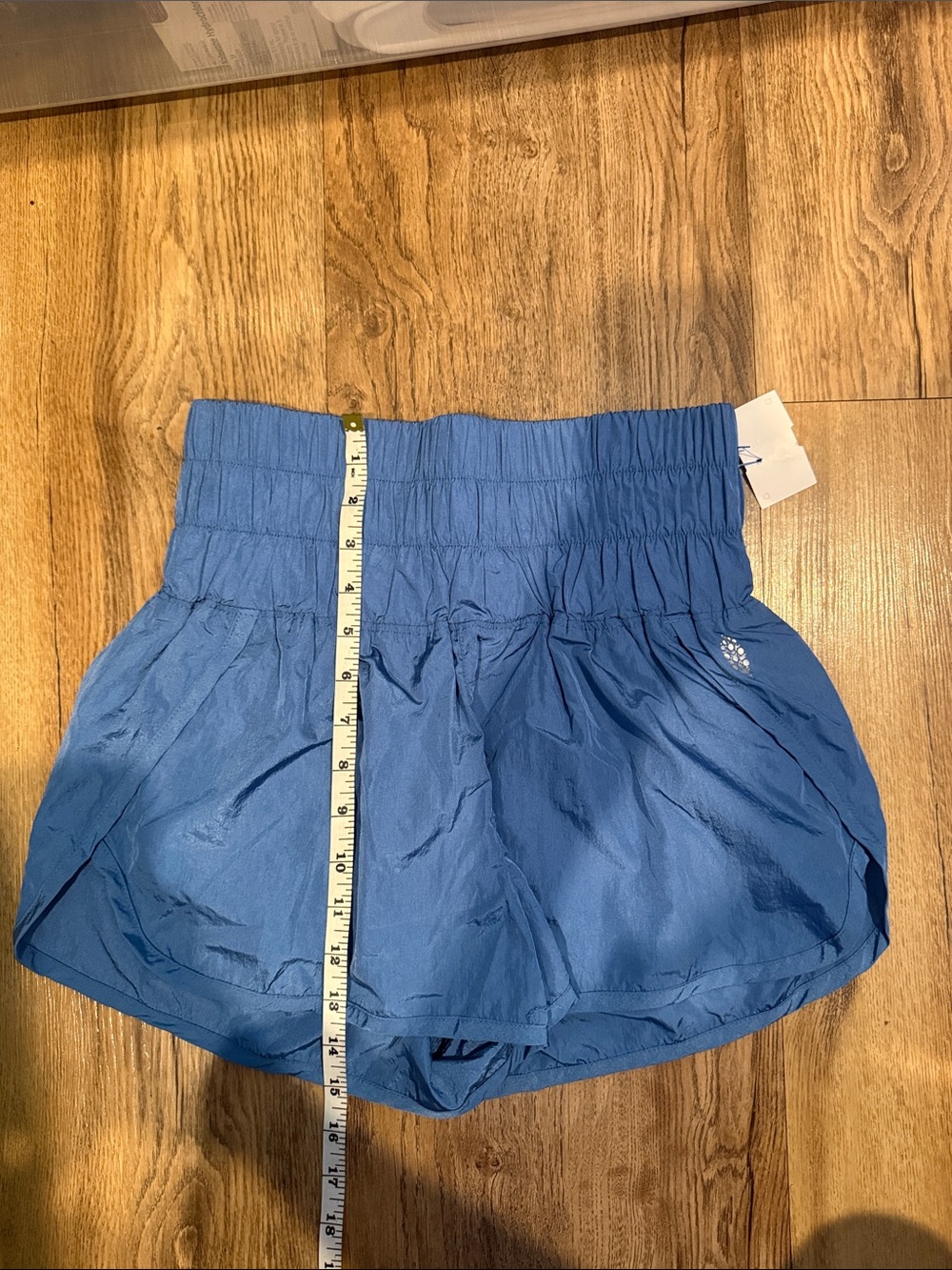 FP Movement by Free People Slate Blue Smocked-Waist Athletic Shorts
